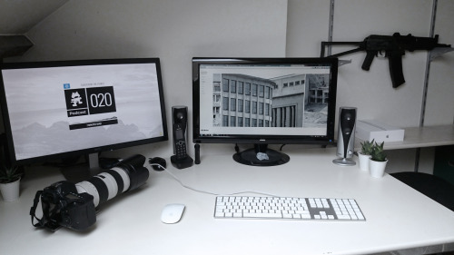 Trying to make my desk and the style of my photographs match. I’m not an Apple fanboy but I lo