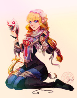 jay-phenrix:  Skyward zelda wearing twiliht sheik’s outfit and ocarina mask of truth.  http://phenrix.wix.com/arts #jayphenrix #zelda #sheik #maskoftruth #smash #skyward #twilight #hylia 