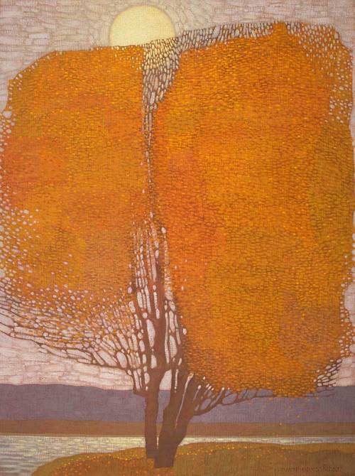 iamjapanese:  David Grossmann（American, b.1984）Autumn Evening Cottonwood   Oil on linen panel   40 x 30 inches  via   more