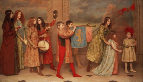 insipit:  Thomas Cooper Gotch (1854–1931, England)Gotch was an English Pre-Raphaelite painter and illustrator. He studied art in London and Antwerp before he married and studied in Paris with his wife, Caroline, a fellow artist. Returning to Britain,