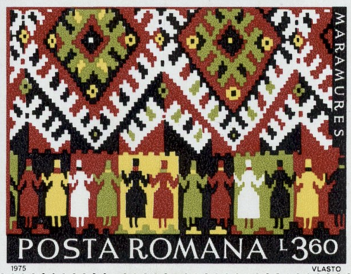 reverendandroid: Stamps depicting peasant rug designs from the Romanian regions of Muntenia, Banat, 