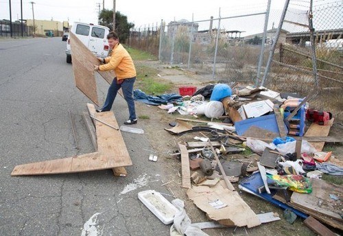 An artist from Oakland, California collects trash and makes tiny mobile homes for the homeless.