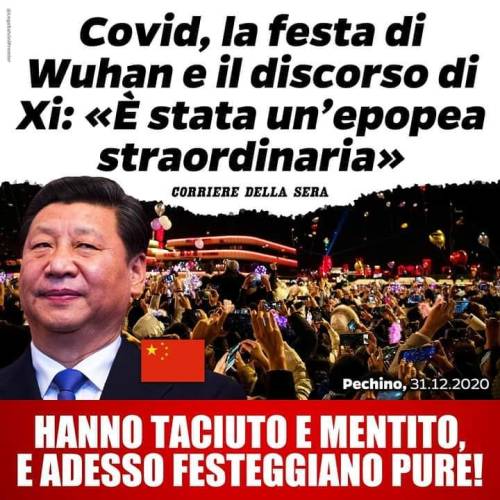 Hanno taciuto e mentito, nascosto il Virus al mondo, represso i dissidenti e adesso festeggiano pure in piazza, alla faccia nostra. Il tempo è galantuomo e la verità verrà a...