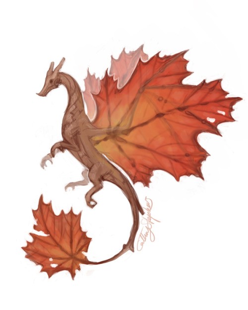 huffflepunk:cathysdoodles:Maple leaf dragon is after your maple syrupmaple leaf dragon can have it a