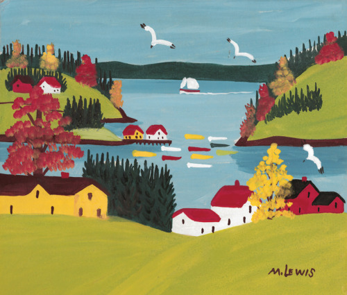 sweetrocket: Maud Lewis, Coastal Scene with Gulls, 1960s.