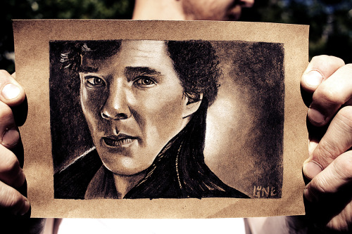 lunadax: Sherlock Triptych, in black and white Conté Pastel,Sakura Micron 002 and brush pens on recy