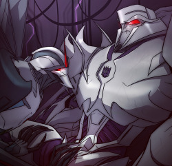 lesnee:  fierceawakening:  lesnee:  So of course after thinking “Unf Megs is the most sexual thing ever.”, my brain went right to thinking “Wouldn’t it be awesome if he was a total prude.” And then Starscream happens.  Oh my God. I want fic