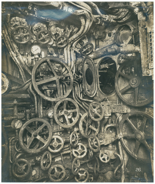 German Submarine, UB-110. Photo of Control room looking aft, starboard side by Tyne &amp; Wear Archi