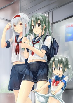 艦隊これくしょん、瑞鶴（艦これ）、翔鶴（艦これ）、高解像度、スカート、ヘアバンド、ロングヘア、ツインテール、miyakura