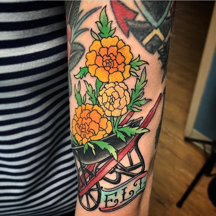 The Bell Rose Tattoo Piercing Marigold Tattoo Made By Billy The Other Day The Bell Rose Tattoo Piercing Marigold Tattoo Made By Billy The Other Day