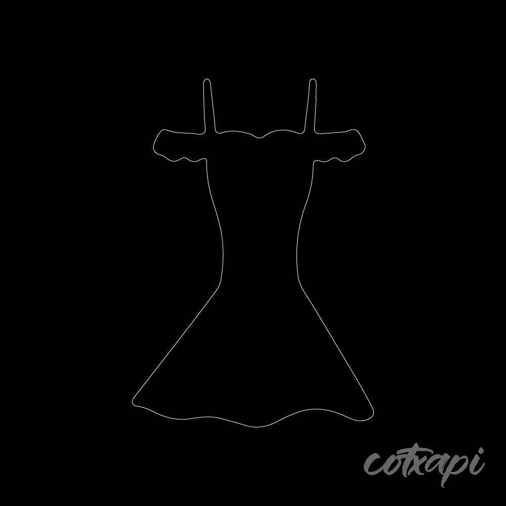 Girl Woman Ladies Dress Design Fashion Clothing Icon Set in Vector Dress Illustration Outline Art