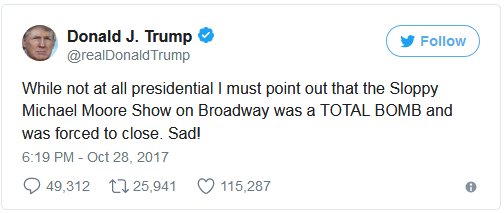 So, Twitler decided to take on Michael More, needless to say it didn’t end well.