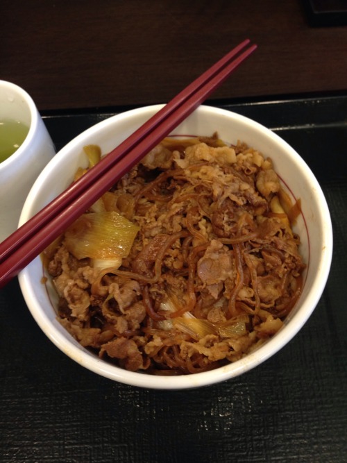 Ramen noodles and beef rice bowl. Nakau restaurant, Kyoto.