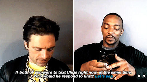 sharonncarter:Who is the better friend with Chris Evans?Who Will Chris Evans Text First, Anthony Mac