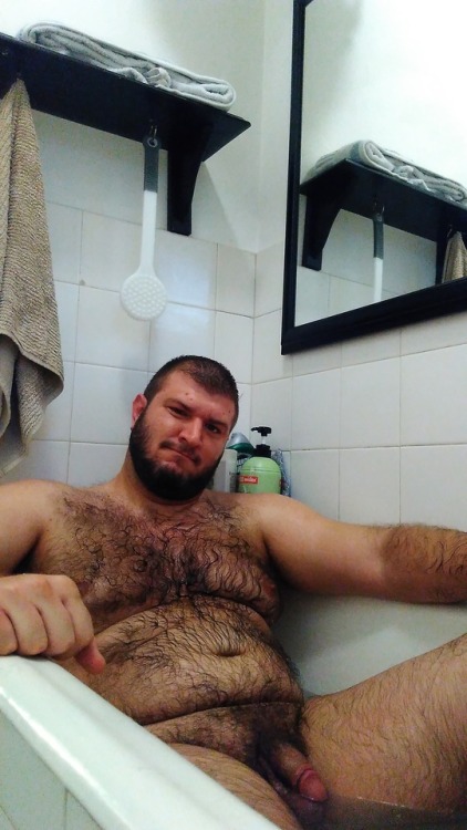 oneballharry:  Big bear. Small tub. Meh. adult photos