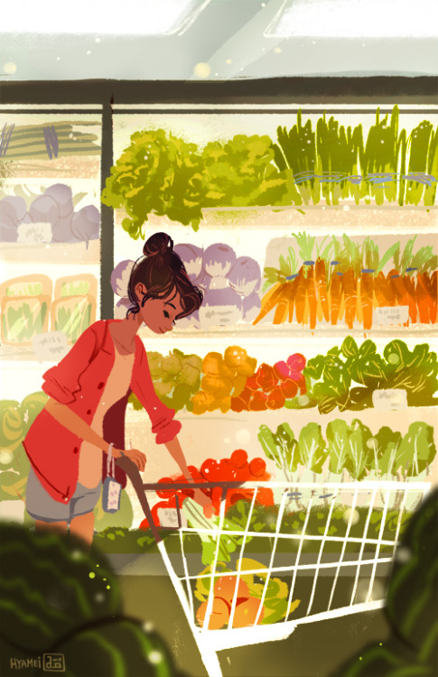 abbydraws:there’s something calming about going to a nearby grocery store on early morning.