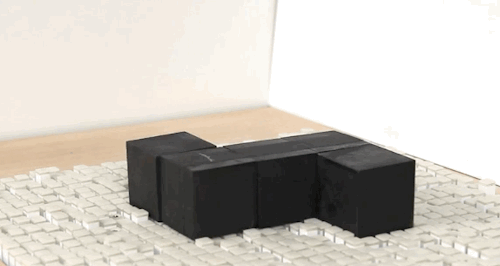 theverge:   MIT’s new shapeshifting display can build miniature buildings     Kinetic Blocks works by feeding spatial information read by a Microsoft Kinect into the display, allowing it to respond to physical objects. The new project is extremely