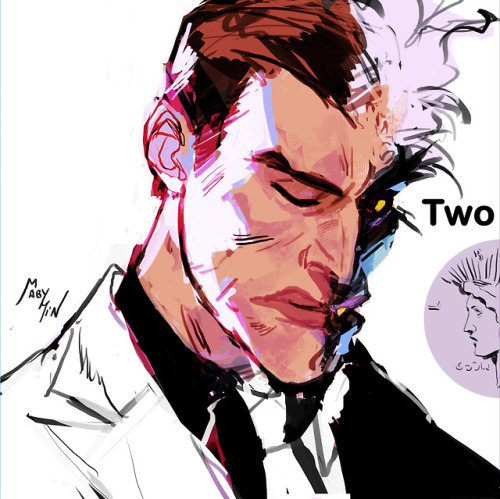 This is a fanart &lt;3Bruce Timm’s Two Face, Harvey is my favourite Batman villainI think I’m in lov