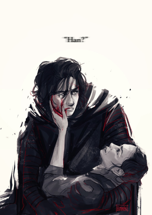 elithien:One hella painful commission for @lifeofaclashynote of Kylo Ren holding his dying mother wi