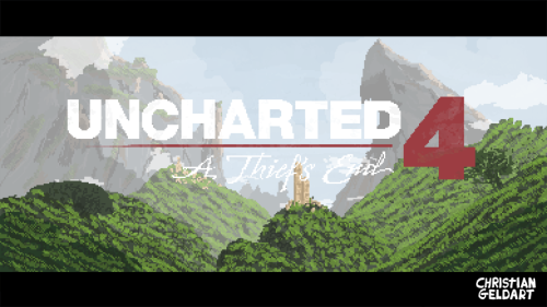 Uncharted 4 pixel title screen