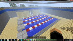 My pool and locker room! If you come play minecraft with me, pleeeeaaaaassseee build in my town! :)