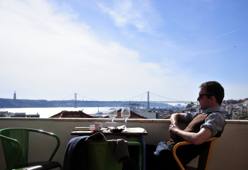 Adrian, at the terrace of Noobai Café, Lisbon
