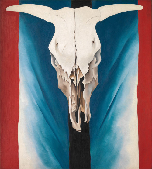 georgia-o-keeffe: Cow’s Skull: Red, White, and Blue, 1931, Georgia O'Keeffe Medium: oil,canvas