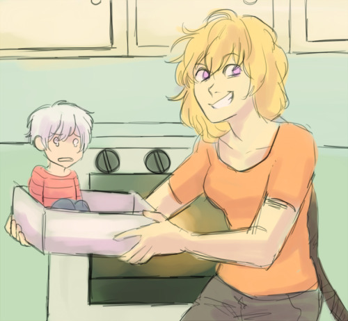 weissrabbit:  Aunt Yang babysitting  “Who’s ready for dinner?’
