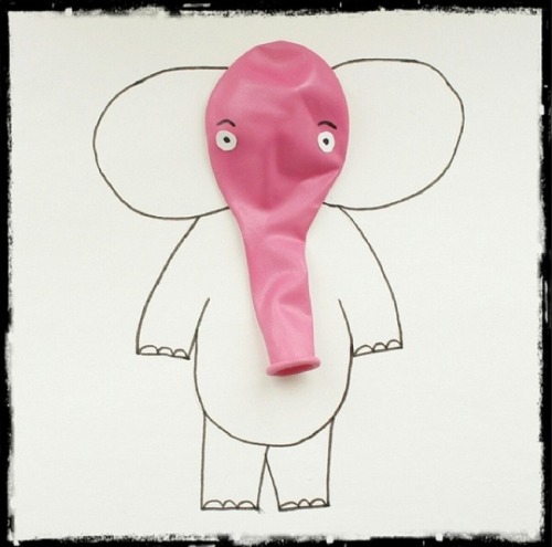 rainbowsandunicornscrafts:DIY Inspiration: Balloon Elephant Drawing from tkhlopkova on Instagram. Th