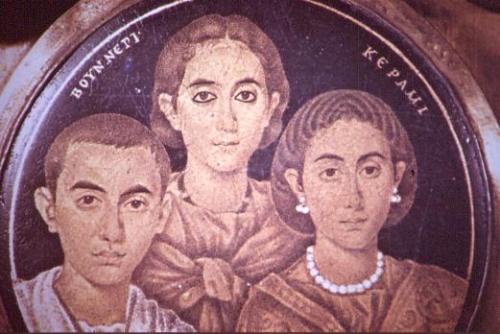 West Roman empress and regent Galla Placidia portrayed with her children Valentinian III and Honoria