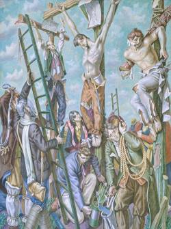 the-paintrist:  showmethe-monet:Michael Rothenstein The Crucifixion 1937 William Michael Rothenstein RA (19 March 1908 – 6 July 1993) was an English printmaker, painter and art teacher.