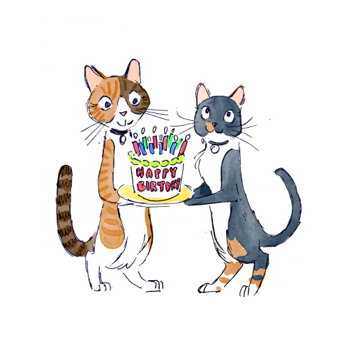 Moving along with more cat themed artwork, it’s my dad’s birthday today so I made this card featurin