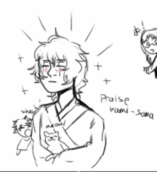 Please have this quick drawing of fukuzawa-sensei hugging a kitten
