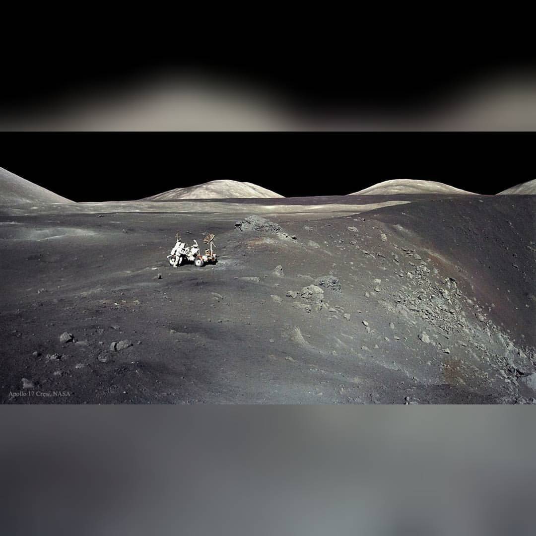 Apollo 17 at Shorty Crater #nasa #apod #apollo17 #moon #lunarrover #astronaut #shortycrater