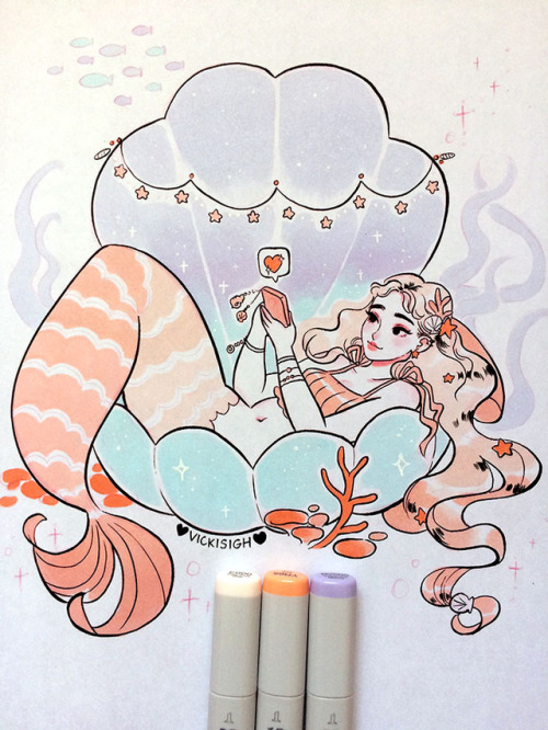 vickisigh: Week 1 of Mermay! I’m having so much fun drawing mermaids it’s incredible~ ^^ All pieces done with copic and ink. <3 Twitter   Store   Patreon 