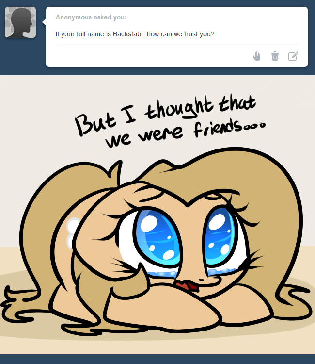 ask-backy:  Friends trust each other…  Awww! ;w;