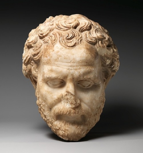 Marble head of Demosthenes, 2nd century A.D., Roman, Stone sculptureCopy of a Greek bronze statue by