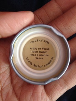 dustythewind:alunaes:  alunaes:  When ur stoned and get the most fucked up snapple fact ever  Update: It takes 243 days for it to rotate and 225 days for it to orbit the sun so that’s why  Go home, Venus, you’re stoned.