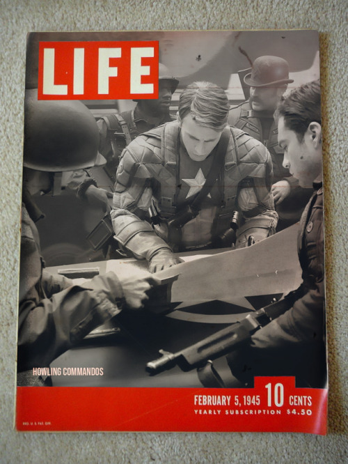 mediavengers:Life Magazine, February 5, 1945Vintage cover, featuring a WWII image of ‘Captain Americ