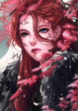 raventear:Another painting test featuring Sansa Stark Oh how lovely😍