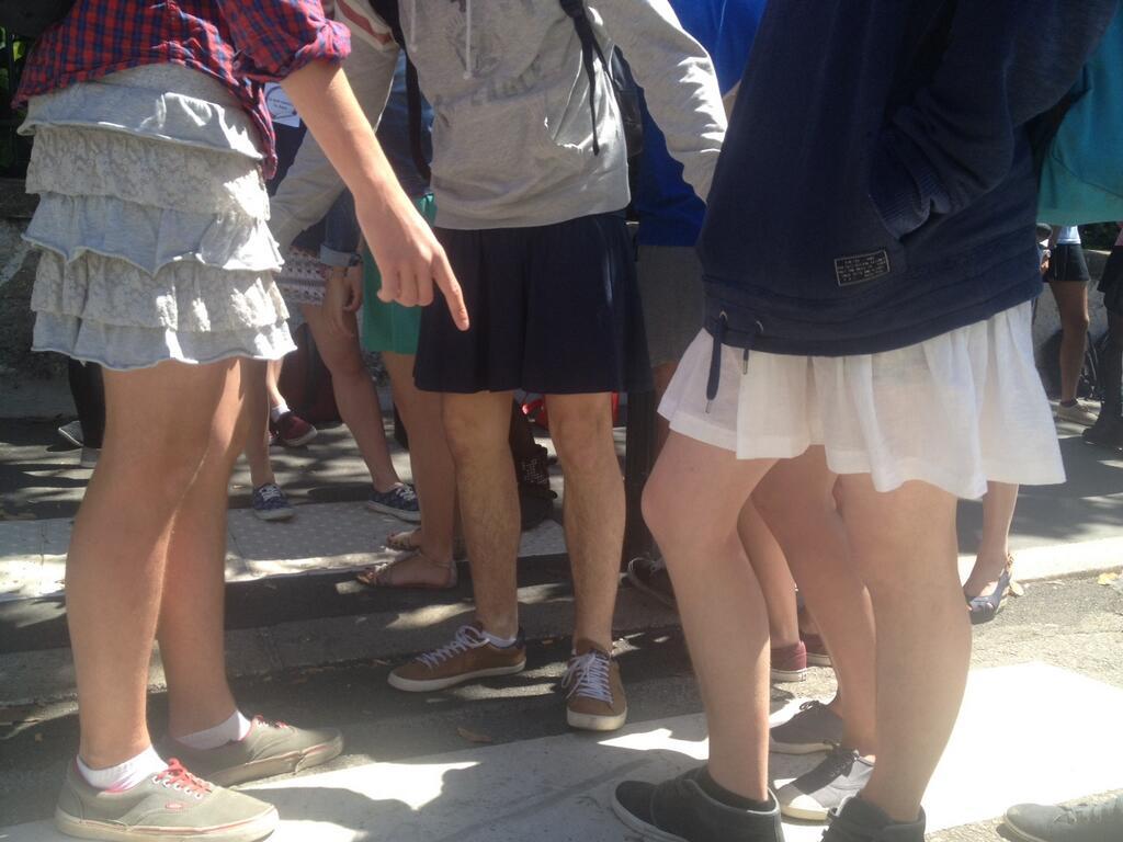 policymic:  Boys in France wear skirts to protest sexism  Hundreds of boys across