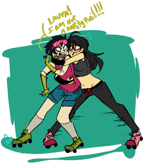 squidbiscuit: 14. Doing something they don’t normally do Jubilee would totally take her skating….