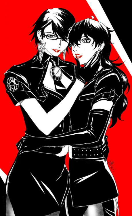jadeandblood - Cop!Bayonetta and Cop!Akira. Have some mom and son...