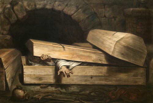life-imitates-art-far-more:Antoine Wiertz (1806-1865)“The Premature Burial” (1854)Oil on