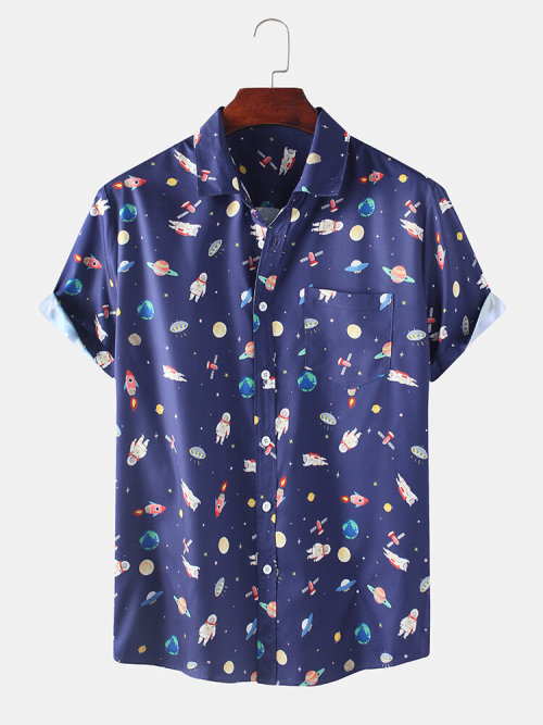 colorfultimetravelbeard:Fun Star Moon Starry Sky Print Beach Casual ShirtCheck out HEREGet all of th