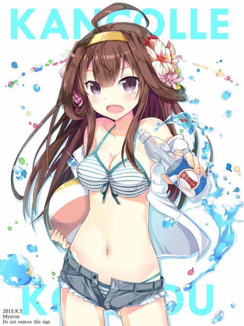 cute-girls-from-vns-anime-manga:    Swimming wear Kongou by  みゅとん  