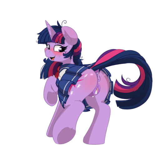 livinthelife0friley:  Commission for @brightgray420 with twilight sparkle in a japanese schoolgirl outfit, edits are cum in pussy, panties, and cum leaking through the panties (I think this is one of my favorite drawings so far, if someone puts these