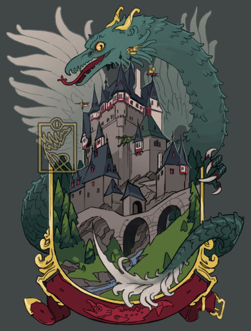 pythosart: August Patreon sticker! This one’s themed around my trip to Germany this month. The castle is Burg Eltz (more or less), which was one of the most fairytale places I’ve ever been. ŭ+ patrons will get one of these in the mail next month!