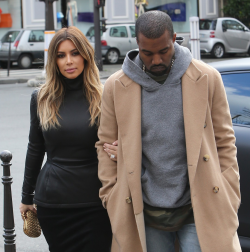 kimkardashianfashionstyle:  January 19, 2014 - Kim Kardashian &amp; Kanye West out in Paris. 