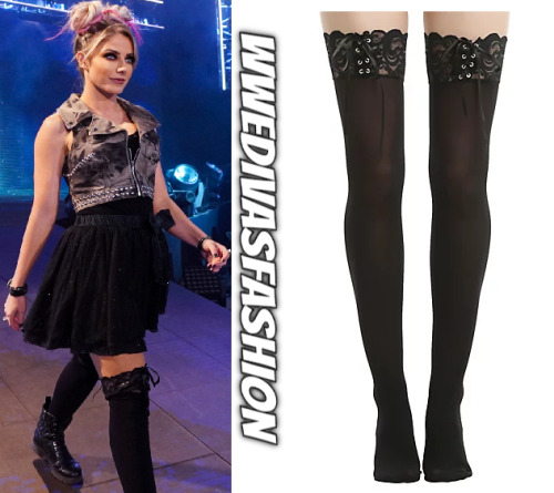 Alexa Bliss wore the Blackheart Black Lace-Up Thigh Highs on the October 2nd, 2020 episode of Monday